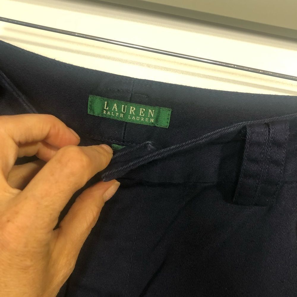 Lauren Ralph Lauren Navy Khaki Shorts Gold Buttons - Picture 3 of 8